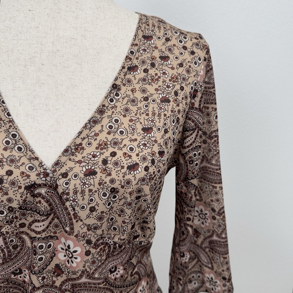 Vintage Route 66 Top Womens M Brown Paisley Empire Waist Fairy Grunge Whimsigoth - Picture 4 of 14